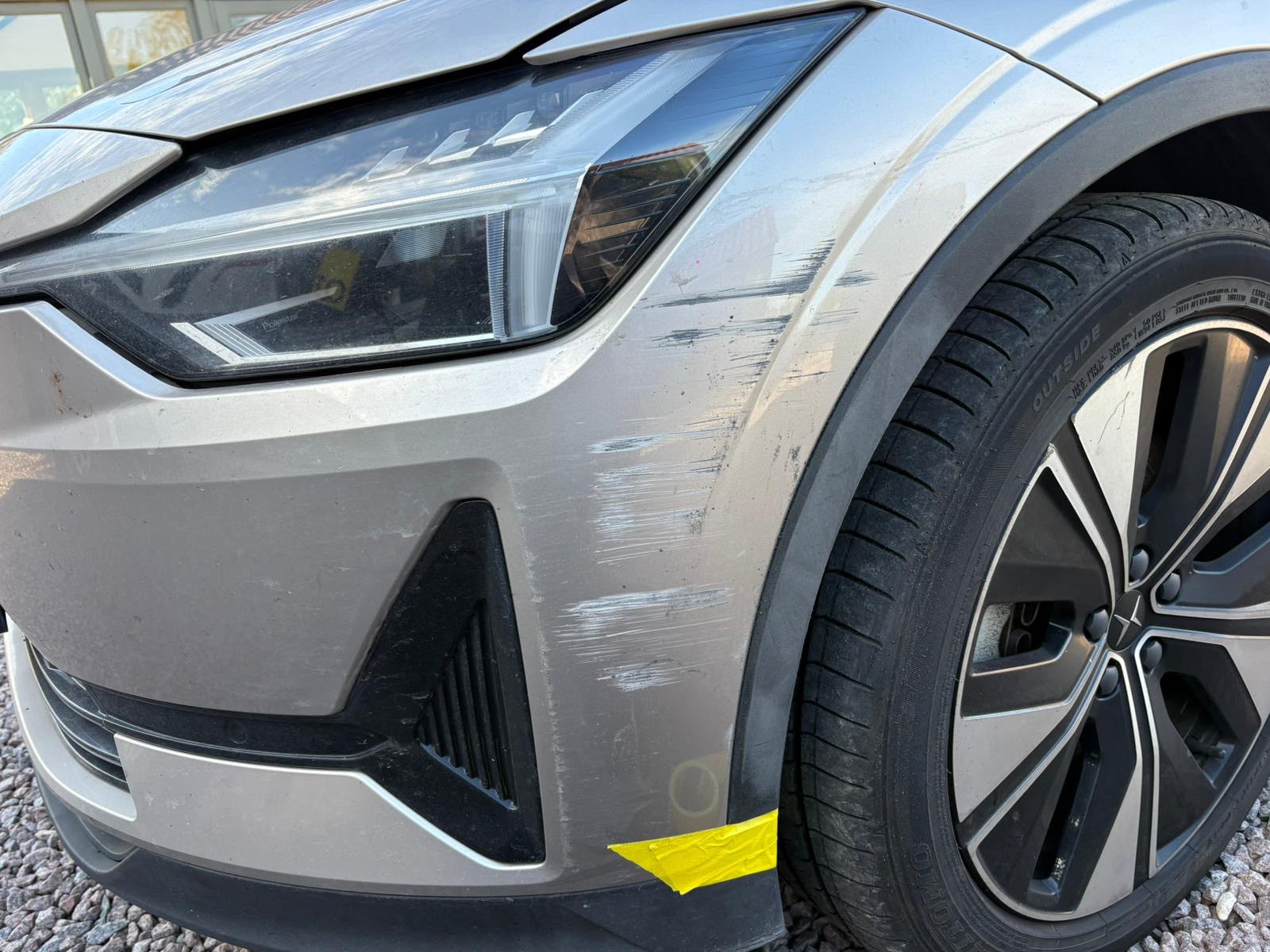 Deep scratch before repair