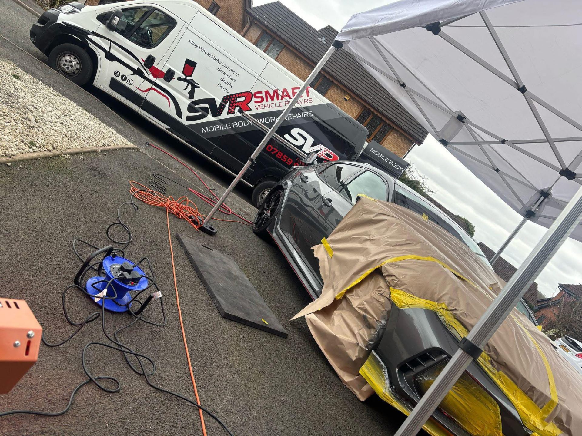 Mobile van setup, Derby driveway